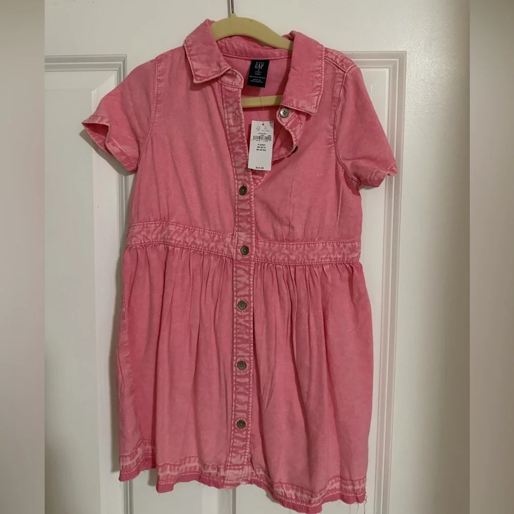 NWT GAP Pink Casual Kids Shirt Dress - Picture 2 of 3